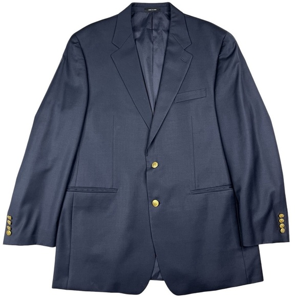 Lauren Ralph Lauren 100% Wool Navy Blazer with Gold Buttons Size 50L